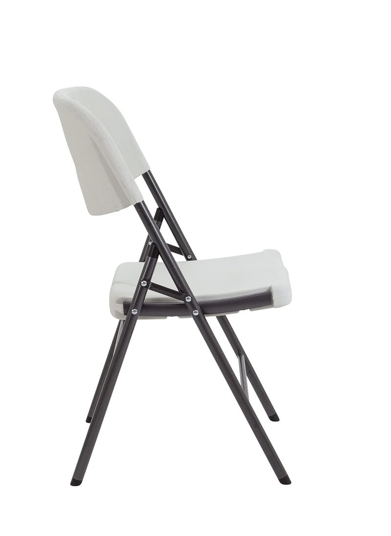 Generic - Heavy Duty Indoor/Outdoor Stackable Molded Seat and Back Folding Plastic Chair for Parties, Garden, Patio, Dining, Weddings, Camping, White, Plastic Metal - Image 1