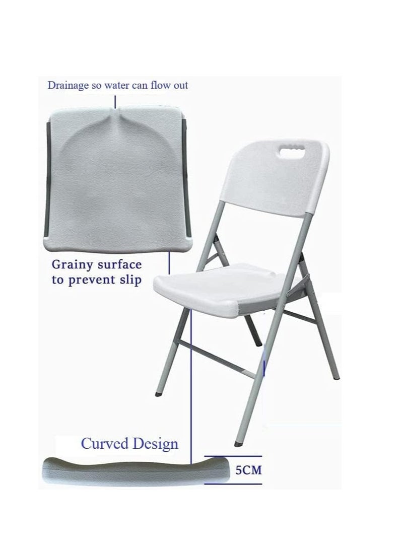 Generic - Heavy Duty Indoor/Outdoor Stackable Molded Seat and Back Folding Plastic Chair for Parties, Garden, Patio, Dining, Weddings, Camping, White, Plastic Metal - Image 1