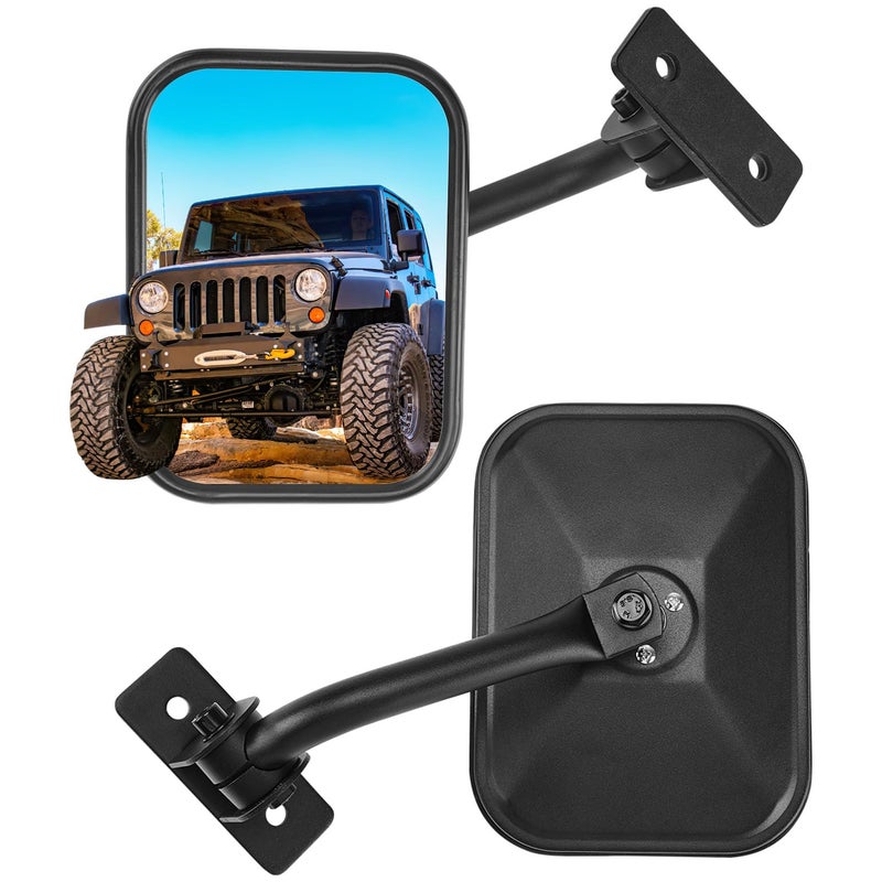 JOYTUTUS Mirrors Doors Off Compatible with Wrangler TJ JK JKU 1997-2018, Easy-Install Side View Mirrors, No Vibration & Wobble, Does Not Fit on Doors - Image 1