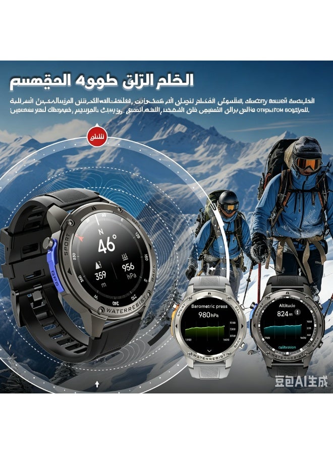 ساعة ذكية عسكرية للرجال، شاشة AMOLED تعمل دائمًا 1.43 بوصة، نظام تحديد المواقع العالمي (GPS)، مراقبة معدل ضربات القلب والنوم، أكثر من 170 وضعًا رياضيًا، متوافقة مع iOS و Android - Image 3