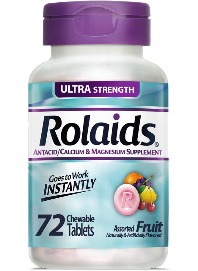 Chattem Inc. Rolaids Ultra Strength Antacid, 72 Chewable Tablets, Assorted Fruit, Ultra Strength Heartburn Relief