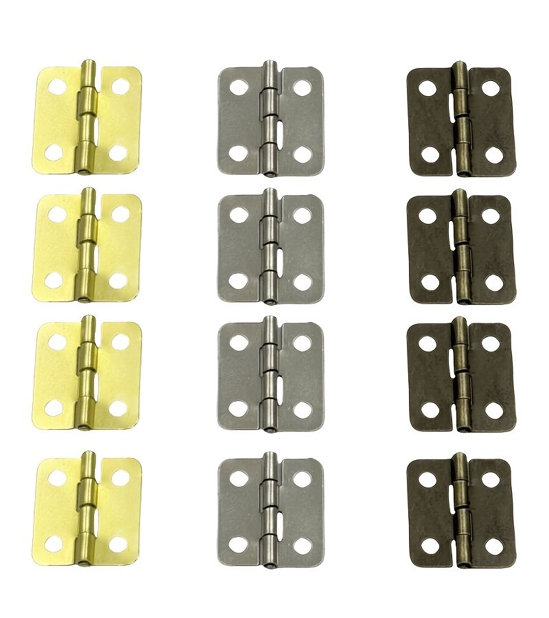Mini Iron Hinges 100 Pack Antique Bronze with Hardware for Cupboard - Image 2