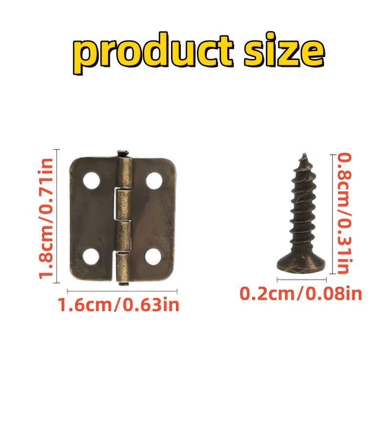 Mini Iron Hinges 100 Pack Antique Bronze with Hardware for Cupboard - Image 3
