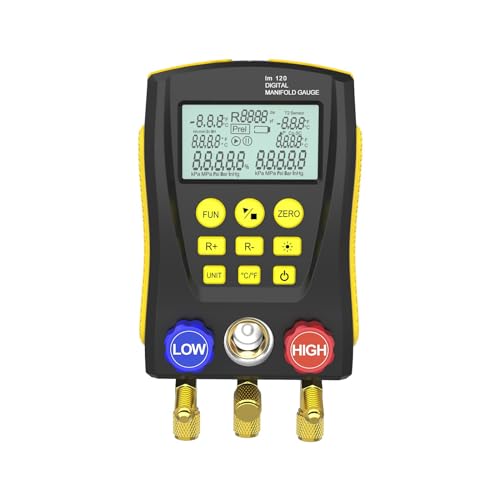 Autool QPKING Refrigeration Digital Manifold Gauge Meter HVAC Vacuum Pressure Temperature Tester Leakage Test LM120 Digital Manifold Pressure Tester with 3 Hoses Built-in 89 Database1 - Image 1