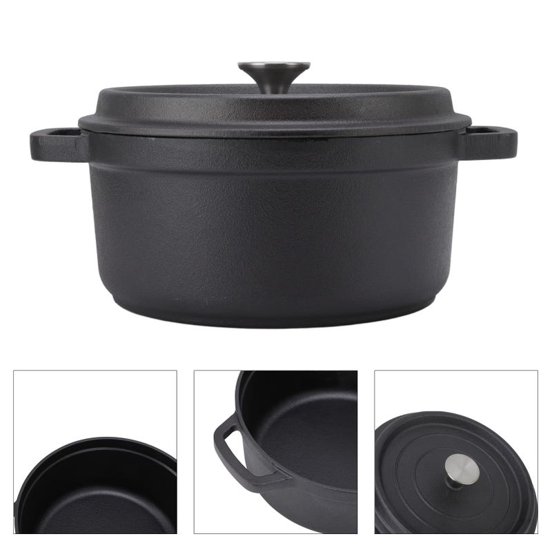 Large Cast Iron Dutch Oven Pot With Dual Loop Handles For Family Cooking 11 81 X 9 45 Inches - Image 4
