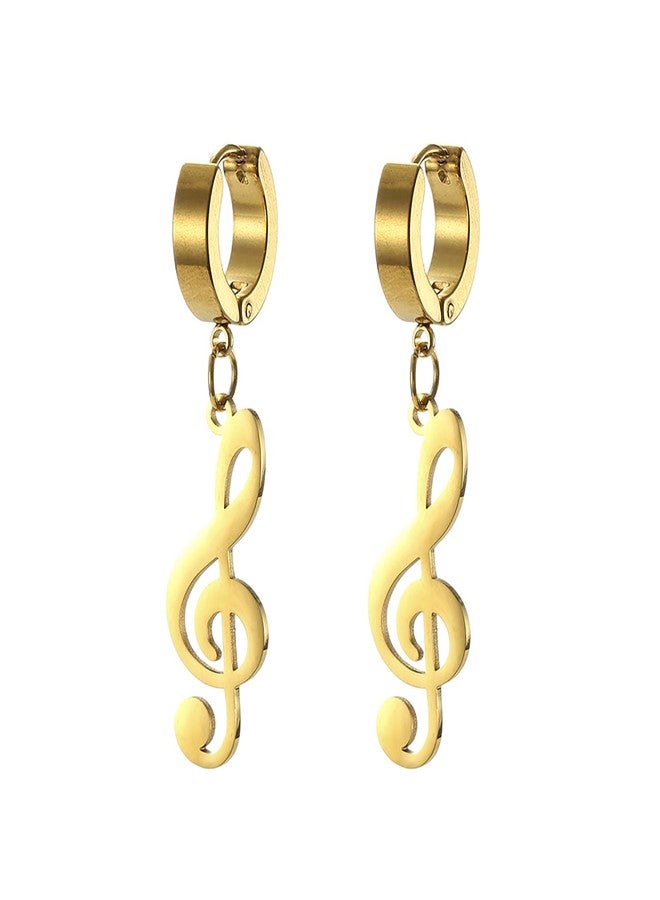 EUEAVAN Music Note Hoop Earrings Treble Clef Dangle Drop Earrings Musical Themed Jewelry Appreciation Gifts for Music Lover Teacher (gold) - Image 1