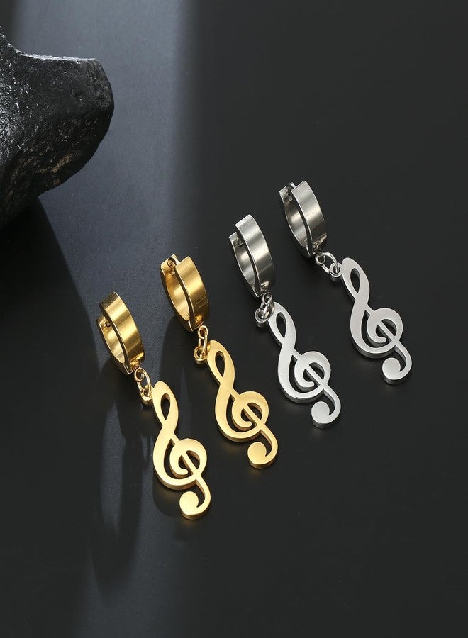 EUEAVAN Music Note Hoop Earrings Treble Clef Dangle Drop Earrings Musical Themed Jewelry Appreciation Gifts for Music Lover Teacher (gold) - Image 5