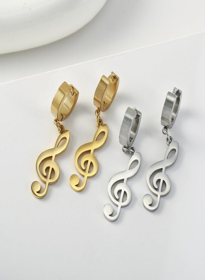 EUEAVAN Music Note Hoop Earrings Treble Clef Dangle Drop Earrings Musical Themed Jewelry Appreciation Gifts for Music Lover Teacher (gold) - Image 4