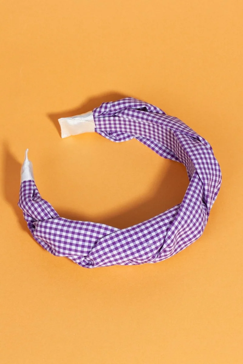باهلس Women's Purple Special Series Gingham Crown Hair Band