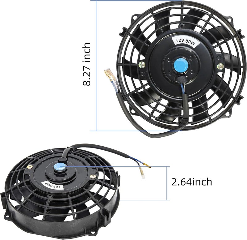GESEXI 7" Electric Radiator Cooling Fan Assembly Kit, Universal High Performance 12V 80W Motor with Fan Mounting Kit - Black (2 Pack) - Image 4