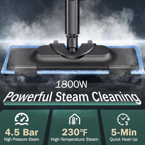 Phueut Steam Cleaner with 28 Accessories for Home, 1800W Powerful Multipurpose Steam Mop with 1.5L Tank for Floor Cleaning, Chemical-Free Heavy Duty Steamer for Cleaning Floors, Couch, Tile, Grout and Car - Image 2