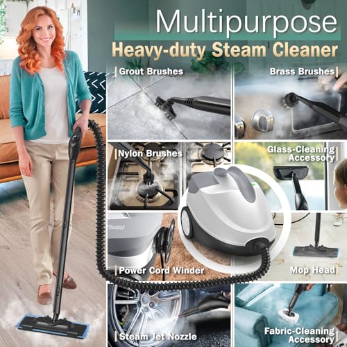 Phueut Steam Cleaner with 28 Accessories for Home, 1800W Powerful Multipurpose Steam Mop with 1.5L Tank for Floor Cleaning, Chemical-Free Heavy Duty Steamer for Cleaning Floors, Couch, Tile, Grout and Car - Image 5
