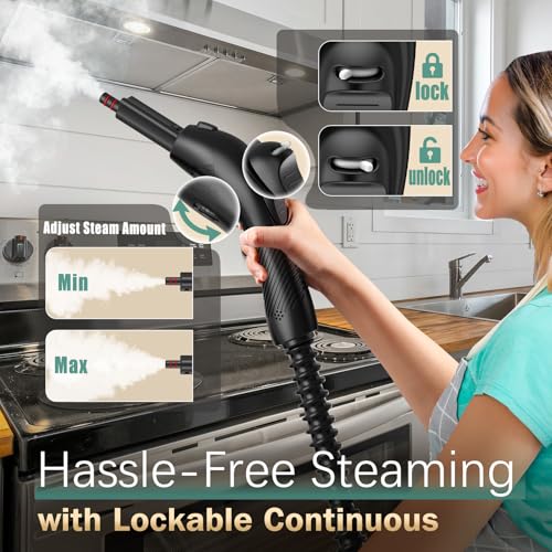 Phueut Steam Cleaner with 28 Accessories for Home, 1800W Powerful Multipurpose Steam Mop with 1.5L Tank for Floor Cleaning, Chemical-Free Heavy Duty Steamer for Cleaning Floors, Couch, Tile, Grout and Car - Image 3
