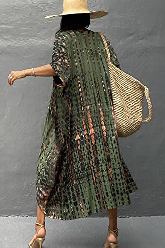 YouKD Bohemian Kimono Long Sleeve Cardigan Beach Swimsuit Cover Up Maxi Dress for Women - Image 5