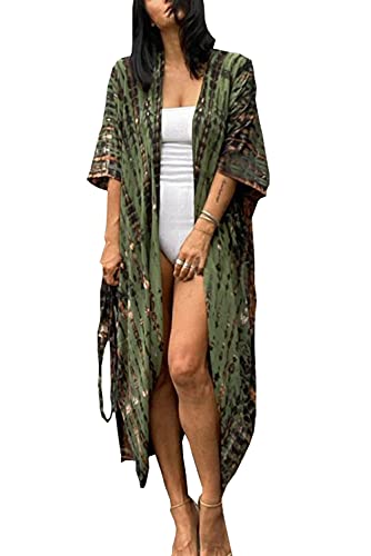 YouKD Bohemian Kimono Long Sleeve Cardigan Beach Swimsuit Cover Up Maxi Dress for Women - Image 1