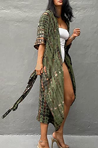 YouKD Bohemian Kimono Long Sleeve Cardigan Beach Swimsuit Cover Up Maxi Dress for Women - Image 4