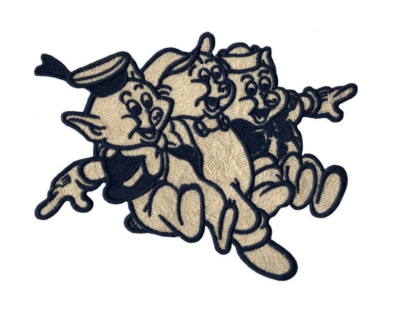 Generic Three Pigs Animals Applique Embroidered Sew-on Patch ; Size: 18cm x 12.5cm for Jackets, Bags, T-Shirts, Jeans, Pants, Outdoor Clothing ; Imported from Malaysia (1 Piece). (Code: M-37)  - Image 1