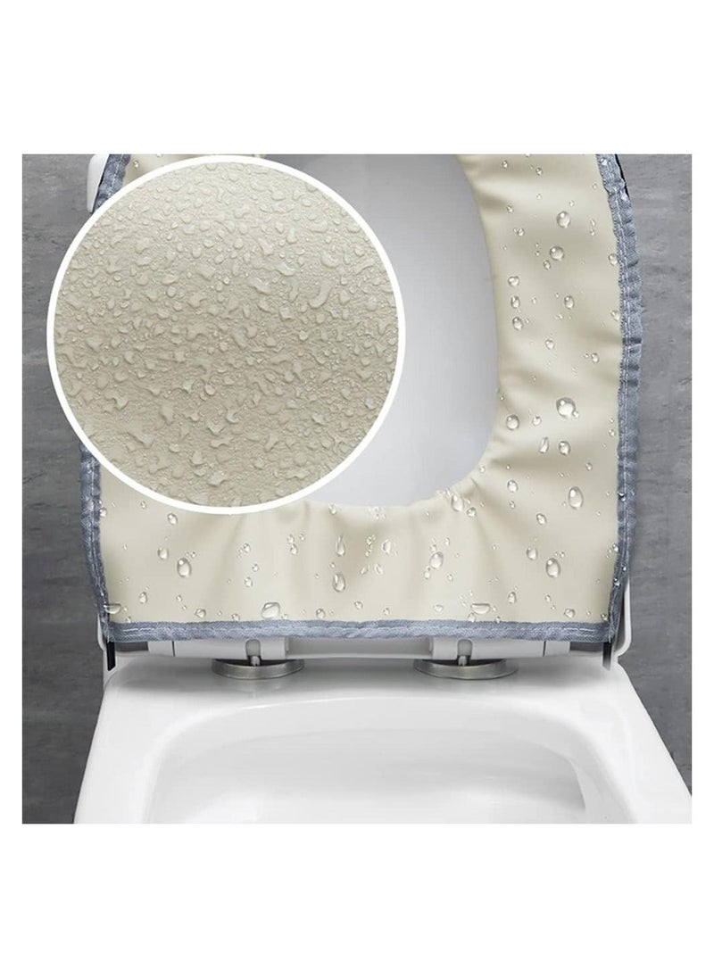 KASTWAVE Bathroom Toilet Seat Cover Cute Cat, 2Pcs Soft Thicker Warmer Washable Cloth Toilet Seat Pads with Handle and Zipper, Reusable Universal Toilet Seat Cushion Cover - Image 5