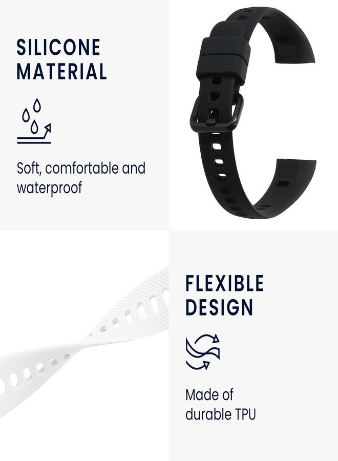 kwmobile Straps Compatible with HONOR Band 5 / Band 4 Straps - 2x Replacement Silicone Watch Bands - Black/White - Image 3