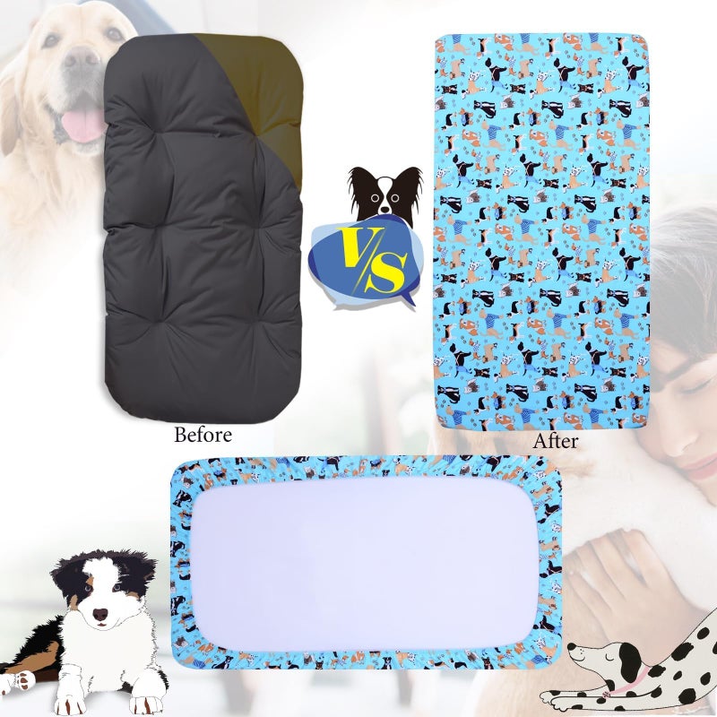 Hoopttay Dog Bed Covers Replacement Washable, Elastic Edged Pet Bed Protector with Cute Dog Pattern Design for Small & Medium Pet Beds, Cover Only (Blue, 36x27x6 Inch) - Image 2