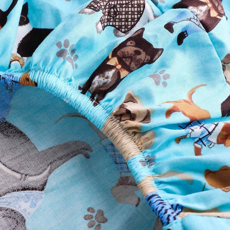 Hoopttay Dog Bed Covers Replacement Washable, Elastic Edged Pet Bed Protector with Cute Dog Pattern Design for Small & Medium Pet Beds, Cover Only (Blue, 36x27x6 Inch) - Image 5