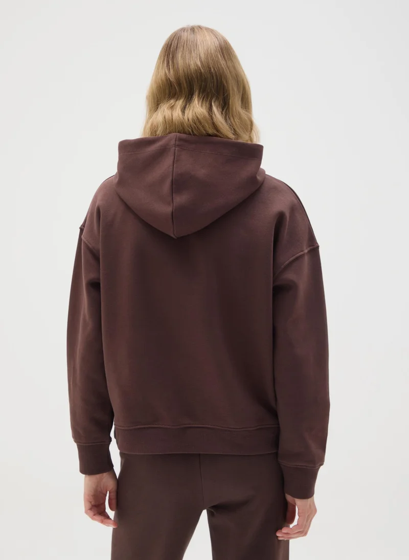 Ovs BROWN COTTON BLEND HOODIE REGULAR FIT