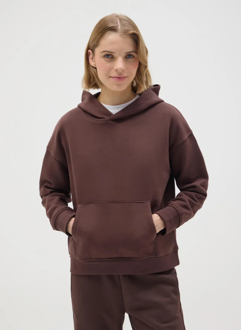 Ovs BROWN COTTON BLEND HOODIE REGULAR FIT