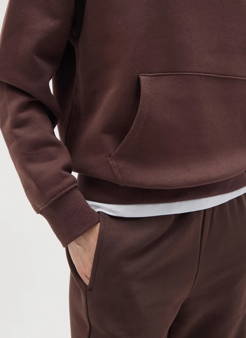 Ovs BROWN COTTON BLEND HOODIE REGULAR FIT