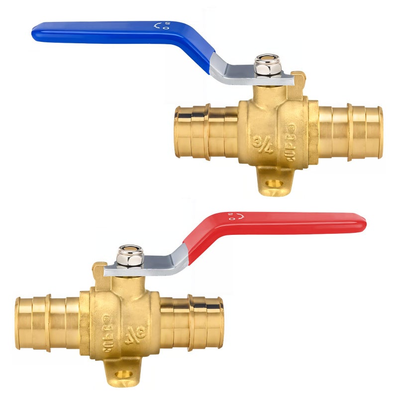 HeSun 2 PCs 34 Inch PEX A Expansion Ball Valve with Drop EarBrass Shut Off Valve Fit PEX A Expansion Pipe ASTM F1960 RedBlue - Image 2