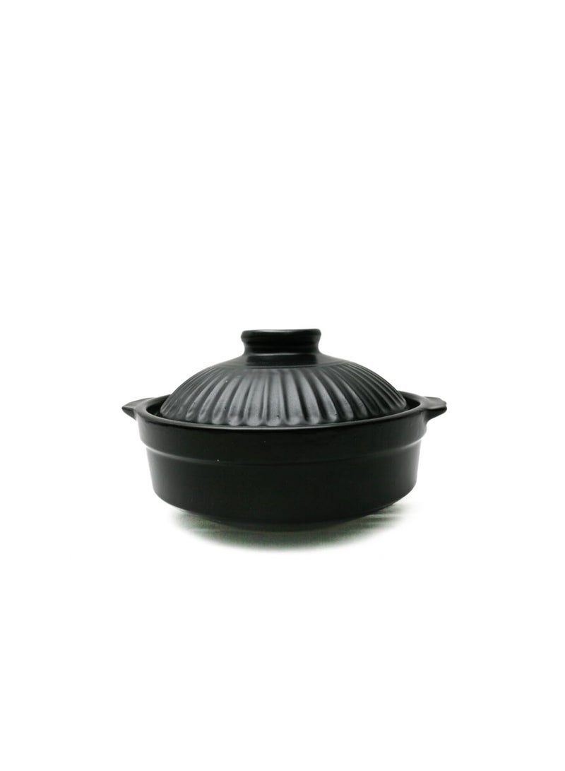 DAISO Black Earthen Pot, 19 cm (7.48 Inch) Clay Cookware for Stews & Hotpot - Image 3