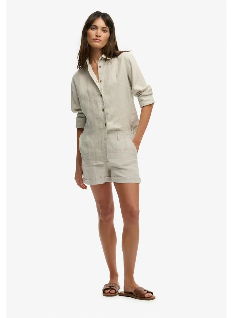 سوبر دراي Mid Rise Linen Shorts