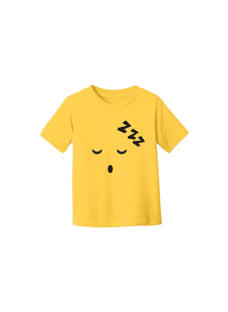 PRINTSHOP4ME - Yellow Smiley Face T-Shirt for Kids - Kids Unisex Round Neck Short Sleeve Cotton T-Shirt - Soft and Comfortable Tshirt - Perfect Emoji Outfit - Image 1