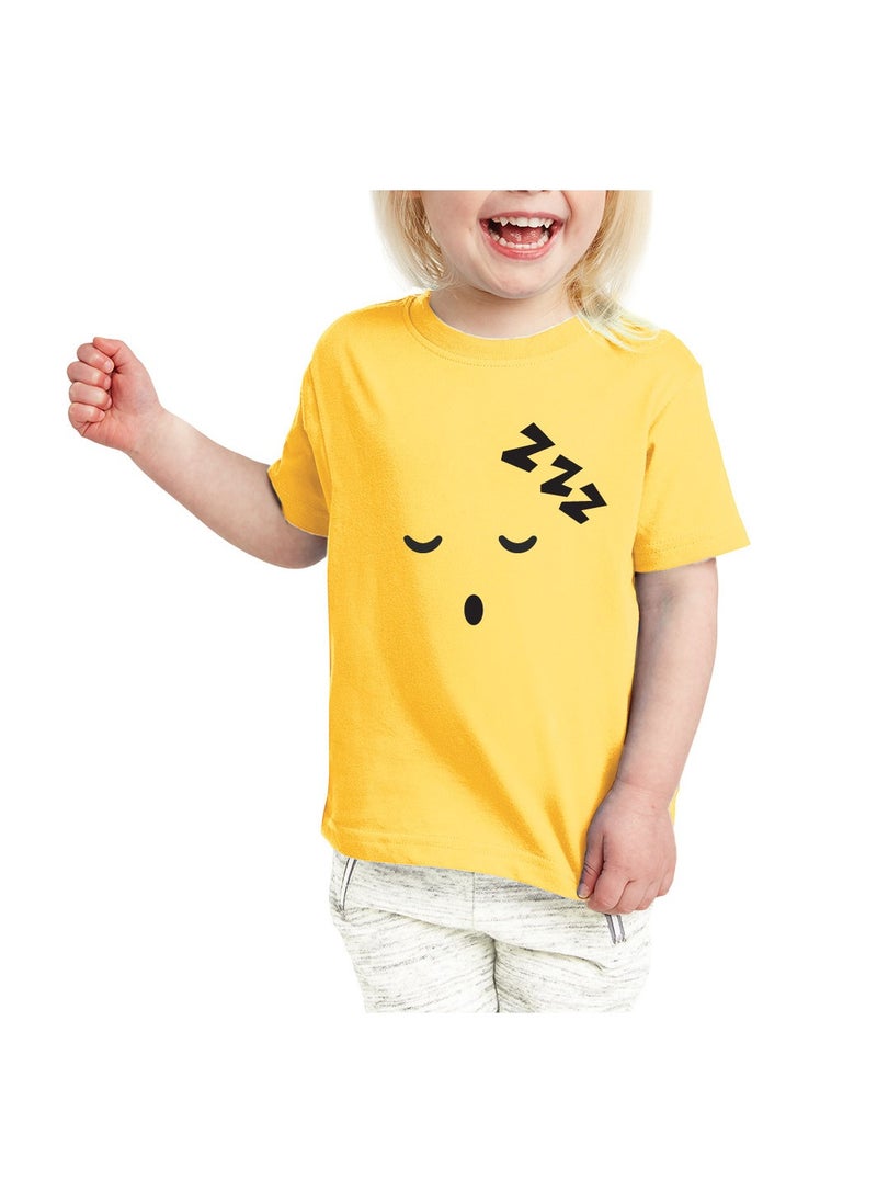 PRINTSHOP4ME - Yellow Smiley Face T-Shirt for Kids - Kids Unisex Round Neck Short Sleeve Cotton T-Shirt - Soft and Comfortable Tshirt - Perfect Emoji Outfit - Image 1