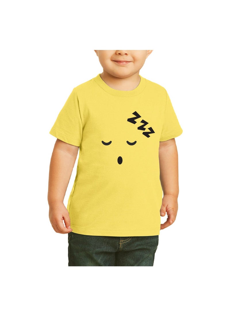 PRINTSHOP4ME - Yellow Smiley Face T-Shirt for Kids - Kids Unisex Round Neck Short Sleeve Cotton T-Shirt - Soft and Comfortable Tshirt - Perfect Emoji Outfit - Image 1