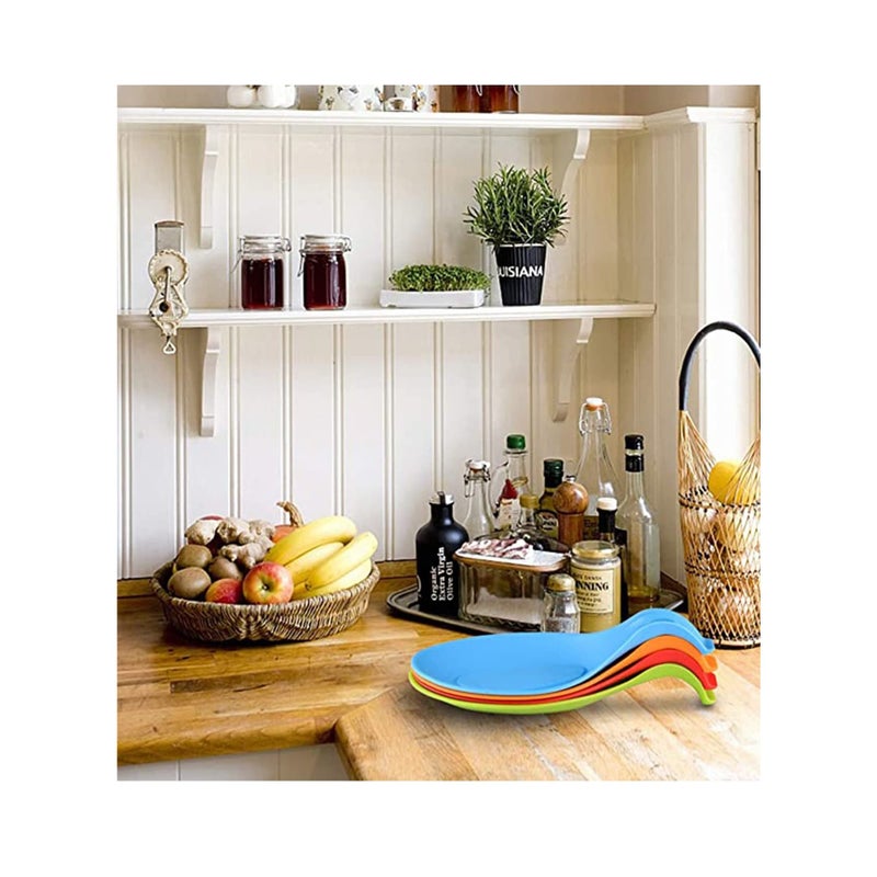 SOLARAE حامل ملعقة سيليكون للمطبخ، مرن على شكل لوز، مجموعة من 4 حوامل ملاعق سيليكون للمطبخ - Image 2