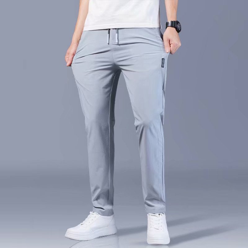 Generic Ice Silk Pants Mens Loose Breathable Straight Casual Pants Summer Quick-drying Trousers Stretch Trousers for Foreign Trade Dark gray  - Image 2