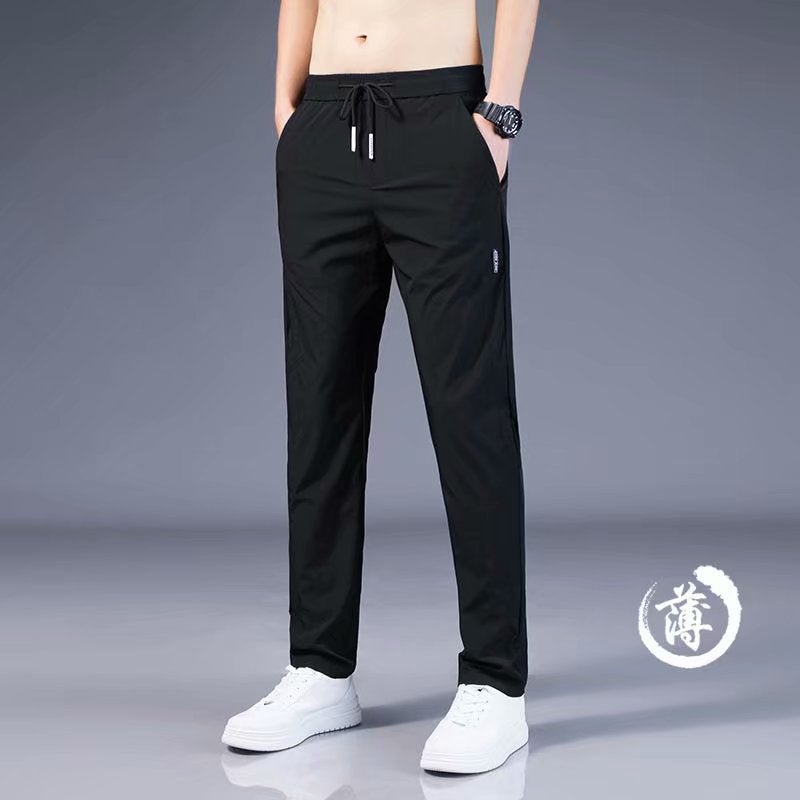 Generic Ice Silk Pants Mens Loose Breathable Straight Casual Pants Summer Quick-drying Trousers Stretch Trousers for Foreign Trade Dark gray  - Image 3