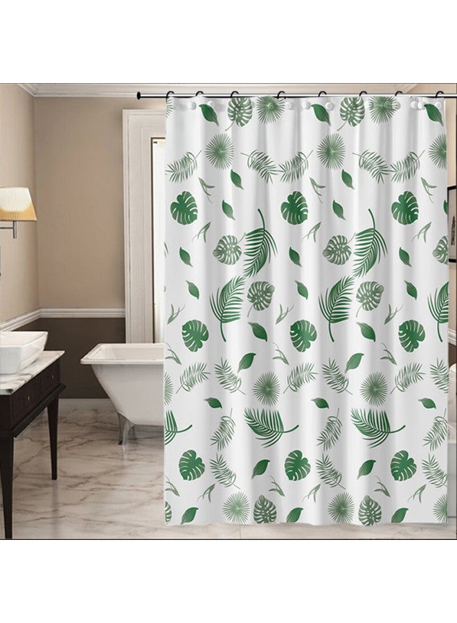 Honglu Shower Curtain Parion, Waterproof And Mold-resistant, High-quality Thickened Peva Green Leaf Bathroom Shower Divider With Free Hanging Rings