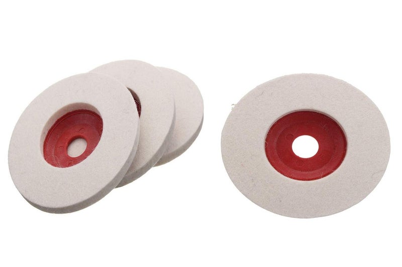 Tools And Hardware 4 Pcs Wool Felt Buffing Pad Wheel Disc for Polishing Stainless Steel Metal Marble Glass Ceramic, 4 Inch Angle Grinder Abrasive Rotary Tool Accessory - White, 100 X 16mm X 16mm Dia - Image 2
