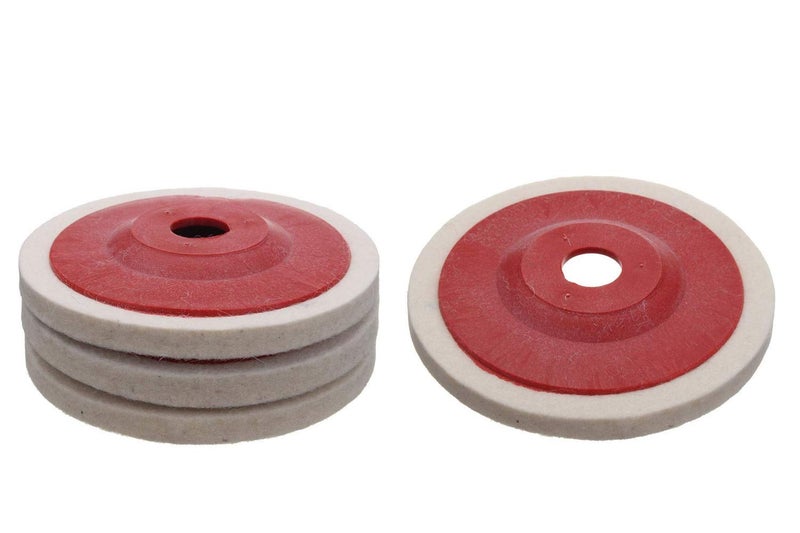 Tools And Hardware 4 Pcs Wool Felt Buffing Pad Wheel Disc for Polishing Stainless Steel Metal Marble Glass Ceramic, 4 Inch Angle Grinder Abrasive Rotary Tool Accessory - White, 100 X 16mm X 16mm Dia - Image 1