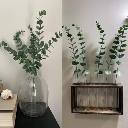 HOMEVERSE 05pcs Artificial Faux Eucalyptus Stems with Fake Leaves, Artificial Greenery Eucalyptus Stems for Wedding Bouquet Centerpiece for Table Decoration (Vase Not Include - Green-05pcs) - Image 3