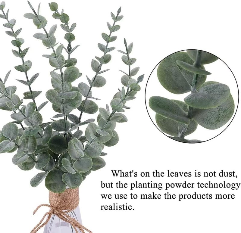 HOMEVERSE 05pcs Artificial Faux Eucalyptus Stems with Fake Leaves, Artificial Greenery Eucalyptus Stems for Wedding Bouquet Centerpiece for Table Decoration (Vase Not Include - Green-05pcs) - Image 4