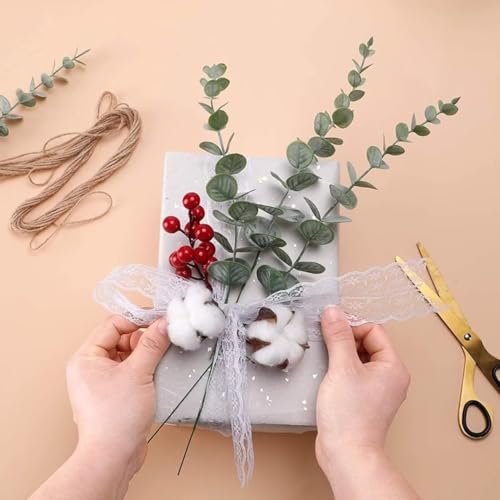 HOMEVERSE 05pcs Artificial Faux Eucalyptus Stems with Fake Leaves, Artificial Greenery Eucalyptus Stems for Wedding Bouquet Centerpiece for Table Decoration (Vase Not Include - Green-05pcs) - Image 2