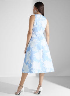 AIDAN MATTOX V-Neck Printed Dress  - Image 2