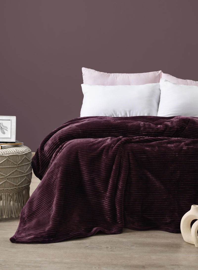 Morano Fluffy Blanket Dyed Model 220X240Cm, Ultra Soft Polyester Textured Stripe Effects, Lightweight and Cozy - Image 1