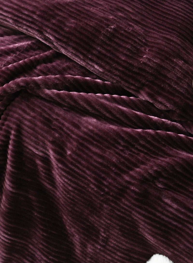 Morano Fluffy Blanket Dyed Model 220X240Cm, Ultra Soft Polyester Textured Stripe Effects, Lightweight and Cozy - Image 2