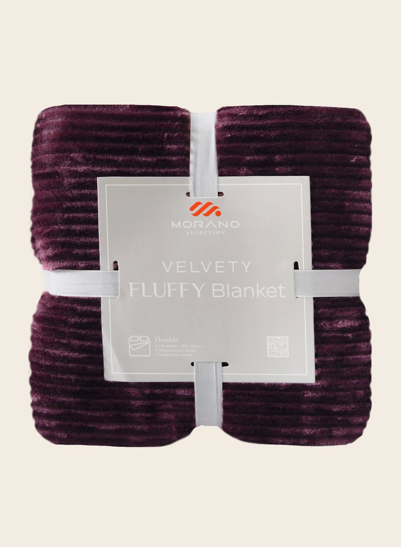 Morano Fluffy Blanket Dyed Model 220X240Cm, Ultra Soft Polyester Textured Stripe Effects, Lightweight and Cozy - Image 3