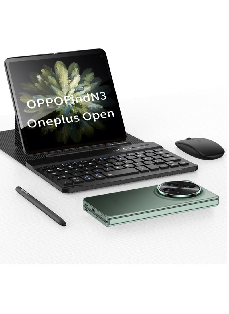Compatible with Oneplus Open/OPPO Find N3 Keyboard with Bluetooth Mouse and Capacitive Pen Bluetooth Keyboard Wirelessly Connects with Leather Holster