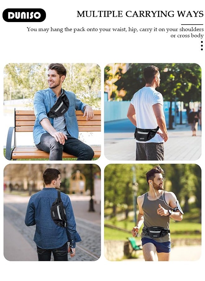 DUNISO - Waist Pack for Men Women, Crossbody Waist Bag Pack Belt Bag for Travel Walking Running Hiking Cycling, Pouch Hip Bum Bag Chest Bag with Adjustable Strap For Gym Fitness Workout Travel Work Commuting - Image 1