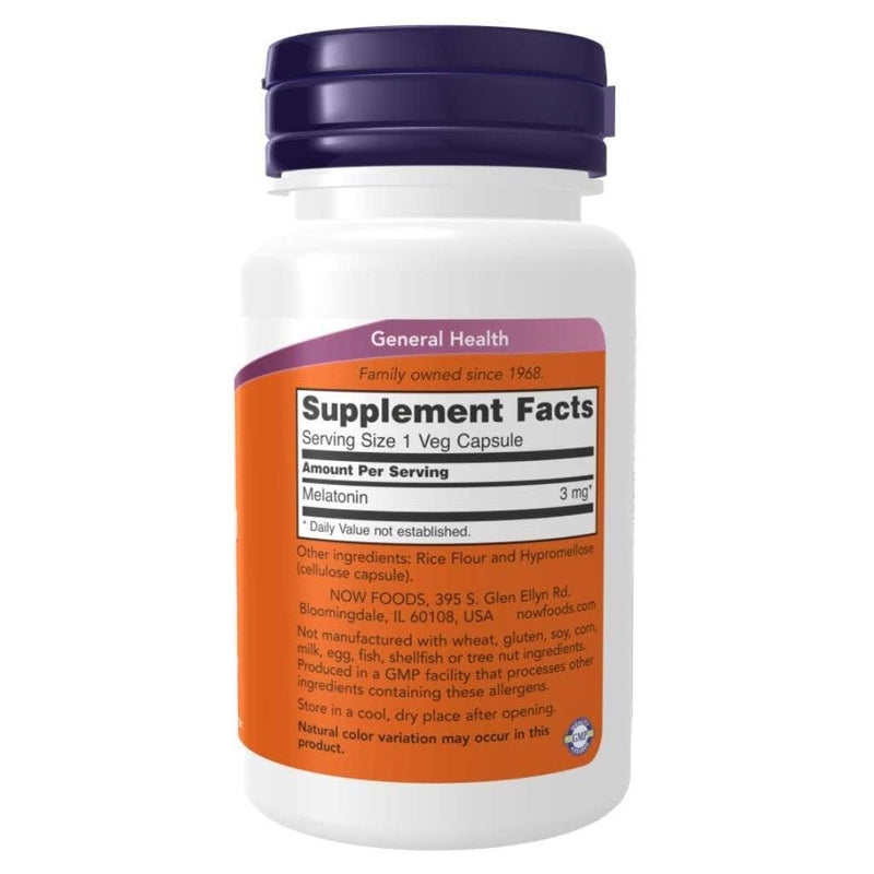 Now 3mg Melatonin For Sleep, Veg Capsules, Pack of 60's - Image 3